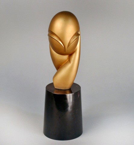 Constantin Brancusi (Rom. 1876-1957) Abstract Head: Painted composition. Height 10 1/2 inches. Note: Removed From The Steinway Mansion
