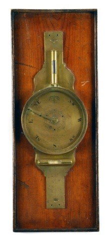 Benjamin Pike & Sons Brass Compass: Signed Benjamin Pike & Sons, 106 Broadway, New York. With two whiskey levels, mounted on a wood board. Height 19 inches, width 7 1/2 inches. Note: Removed From The Steinway Mansion