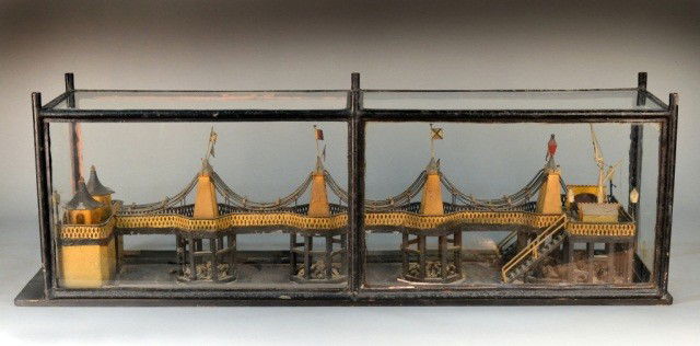 Bridge Model: English, painted metal. Height 12 inches, width 39 1/2 inches, depth 9 1/4 inches. Note: Removed from the Steinway Mansion