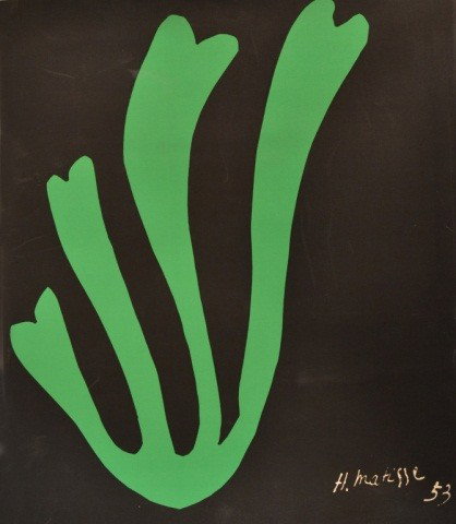 Matisse Algue Verte: Editions des Nouvelle Images, Serigraph, 1953, signed in the plate. 18 3/4 x 15 3/4 inches.