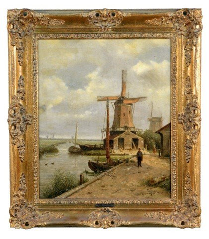 Gerard Koekkoek (Dut 1871-1956) View of Rotterdam: Oil on canvas, signed l.r.. 24 x 19 1/2 inches.