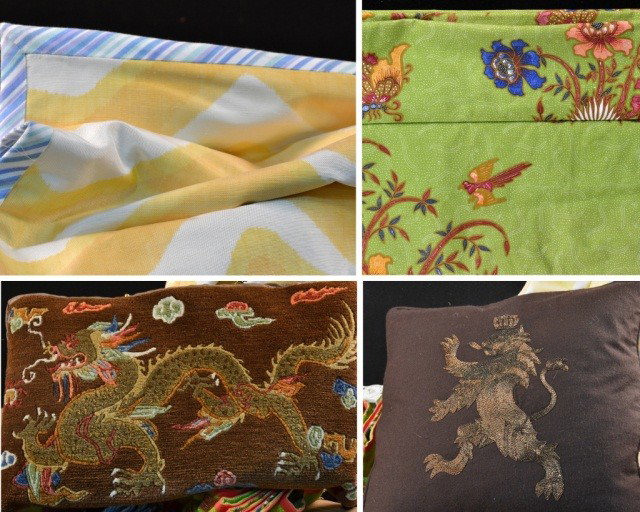 Miscellaneous Group of Window & Bed Treatments: Various styles and fabrics.