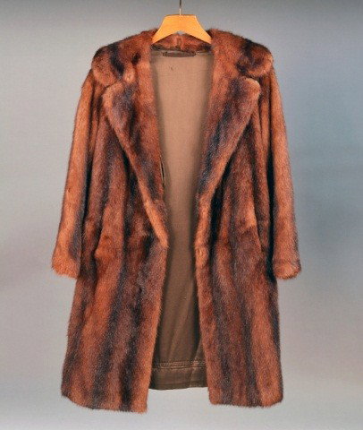 Lady's Muskrat Coat: Full length coat. Length 39 inches.