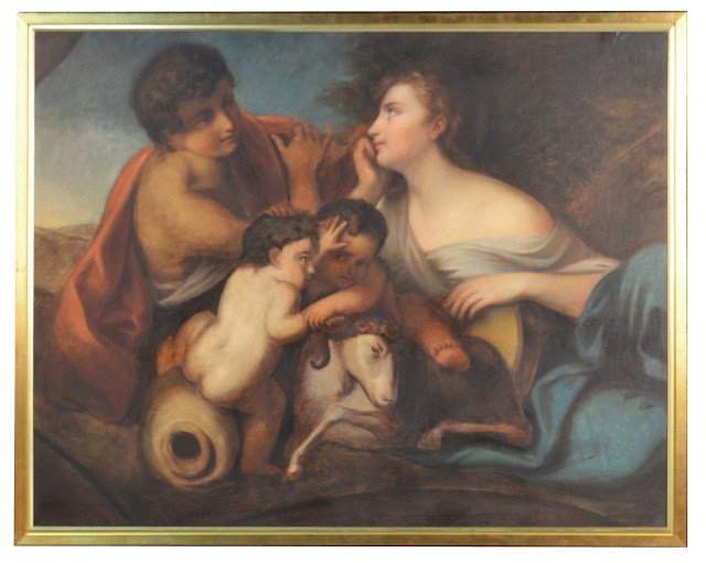 Italian School Allegorical Scene *: Late 15th / early 16th century oil on canvas, depicting a family in the style of Raphael. 36 1/2 x 47 inches.