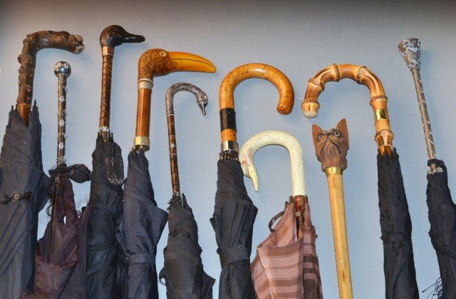 Assorted Group of Umbrellas: Including umbrellas with silver mounted handles.