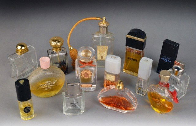 Group of Fourteen Perfume Bottles: Including Dior, Van Cleef, Nina Ricci, Eau d'Hermes, Paco Rabanne, Tiffany, Fendi, etc.