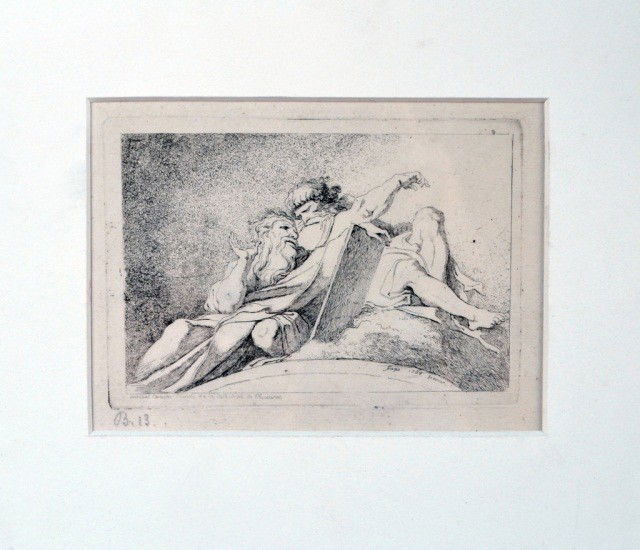 Jean-Honore Fragonard (Fr.1732-1806) Two Prophets: Engraving, dated fevrier 1764. Sight size 4 1/4 x 6 inches.