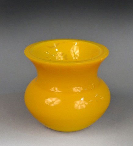 Chinese Yellow Glass Bowl: Amphora form, height 4 inches.