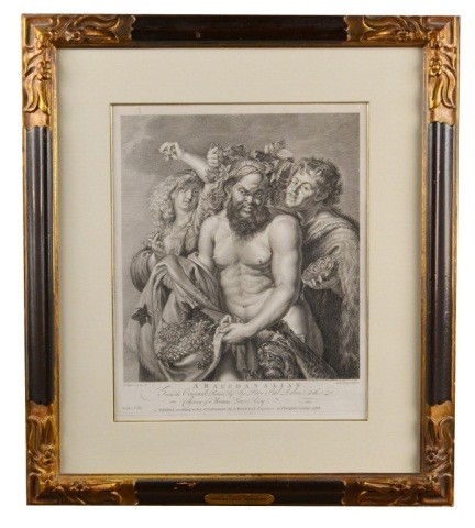 Sir P. P. Rubens (Flem, 1577-1640) A Bacchanalian: 18th century, engraving, sight size 16 x 13 inches.