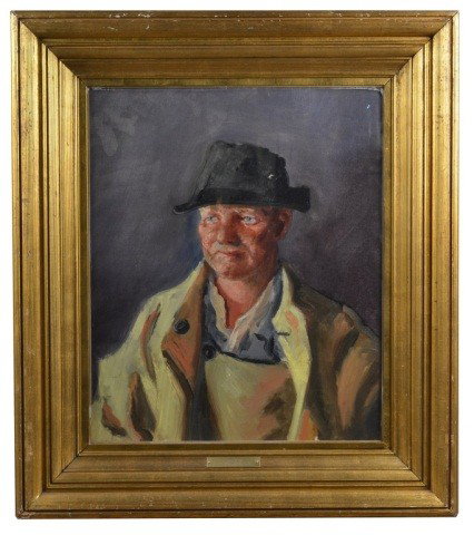 Attr: Robert Henri (Am,1865-1929) Portrait of Man: Oil on canvas, 24 x 20 inches.