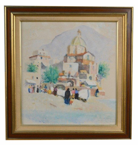 Paul Signac (Fr, 1863-1935) Italian Town: Painting, signed l.r. 15 1/2 x 14 1/2 inches.