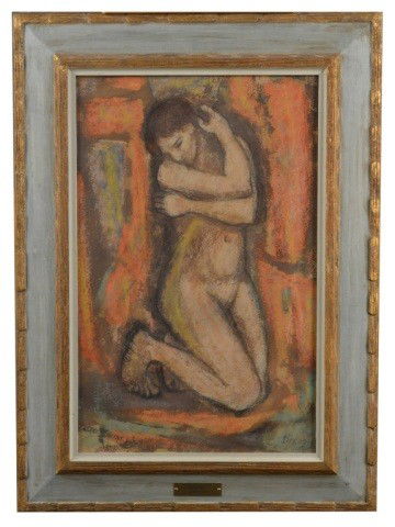 Otto Dix (Ger, 1891-1969) Female Nude: Watercolor, signed and dated l.r. 1913. Sight size 19 1/2 x 12 1/2 inches.