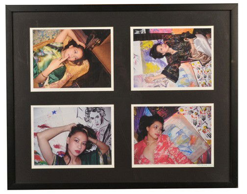 Peter Beard (b. 1938) Photo Collage: Consisting of four signed prints of Chan Giang Nguyen, Vietnamese concert pianist, various poses, matted and mounted under glass. 22 x 28 inches.