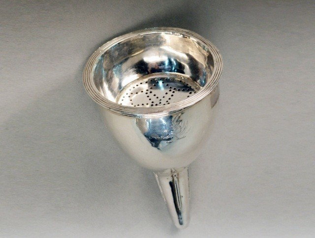 George III Silver Wine Funnel: London, 1801, maker's mark of Thos Wallis. Height 5 inches, approximately 3.5 ounces.