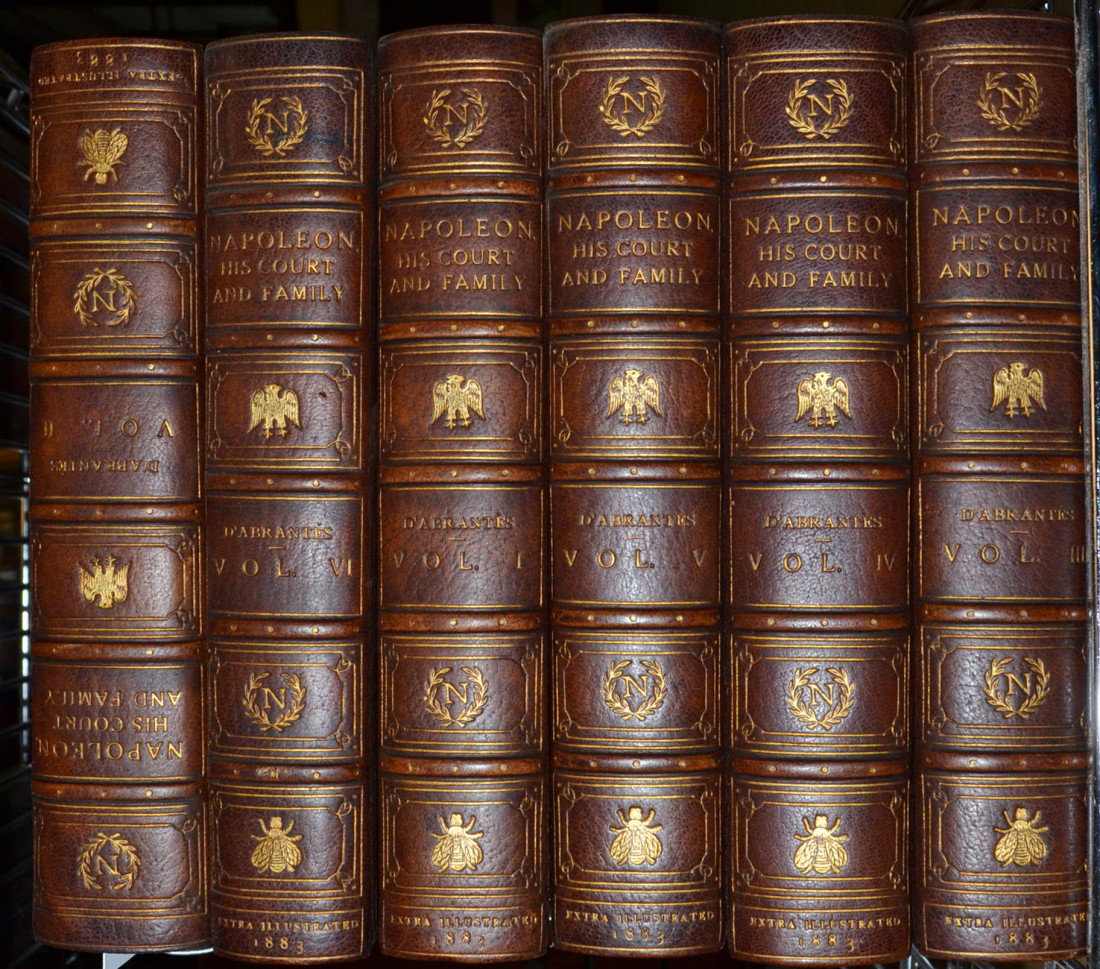 Laure Junot Duchesse D'Abrantes Memoirs: Memoirs of Madame Junot [Napoleon: His Court and Family]. Six volumes, stated Special Copy/ Extra Illustrated with Portraits and Views on title page. London: Richard Bentley,1883. Contemporary red mor