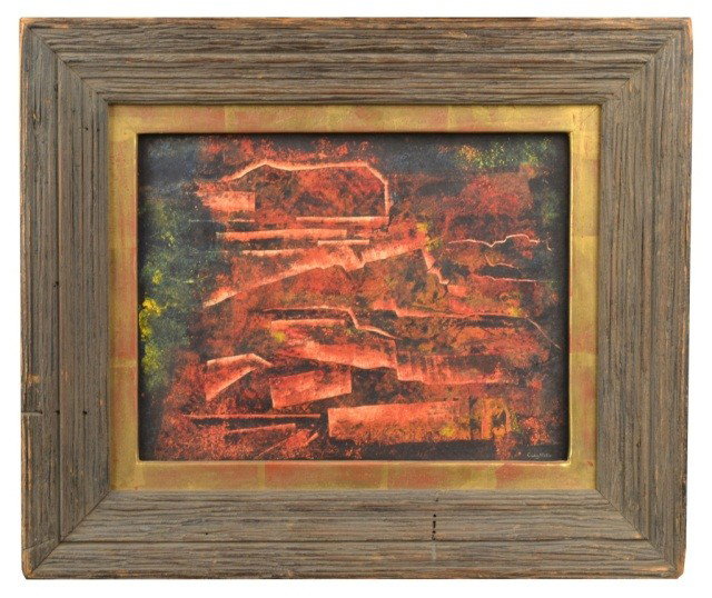 Cady Wells (Am, 1904-1954) Barranca #2: Mixed media on paper. Titled on verso, and signed l.r. 12 x 9 1/4 inches. Ex. Coll. Martha Graham