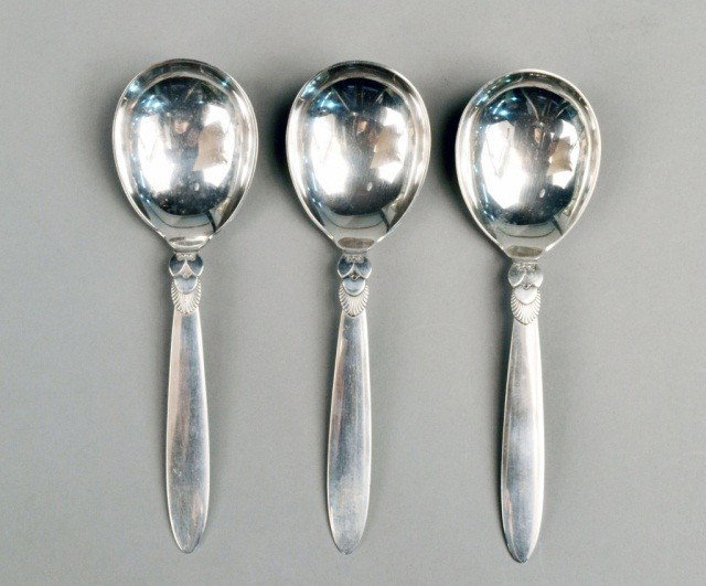Three Georg Jensen Silver Spoons: 8 ounces.