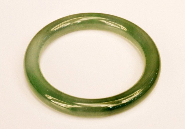 Jade Bangle: Outside diameter 3 inches.