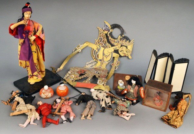 Miscellaneous Group of Asian Puppets and Dolls: Various styles and sizes. Ex. Coll. Martha Graham