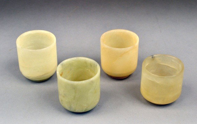 Four Jade Cups: Height 2 1/8 inches, diameter 2 inches. Ex. Coll. Martha Graham