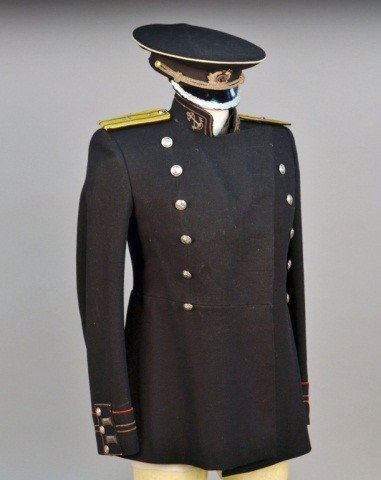 WWII Vintage Soviet Russian Naval Captain Uniform: Includes jacket and hat of senior commanding officer