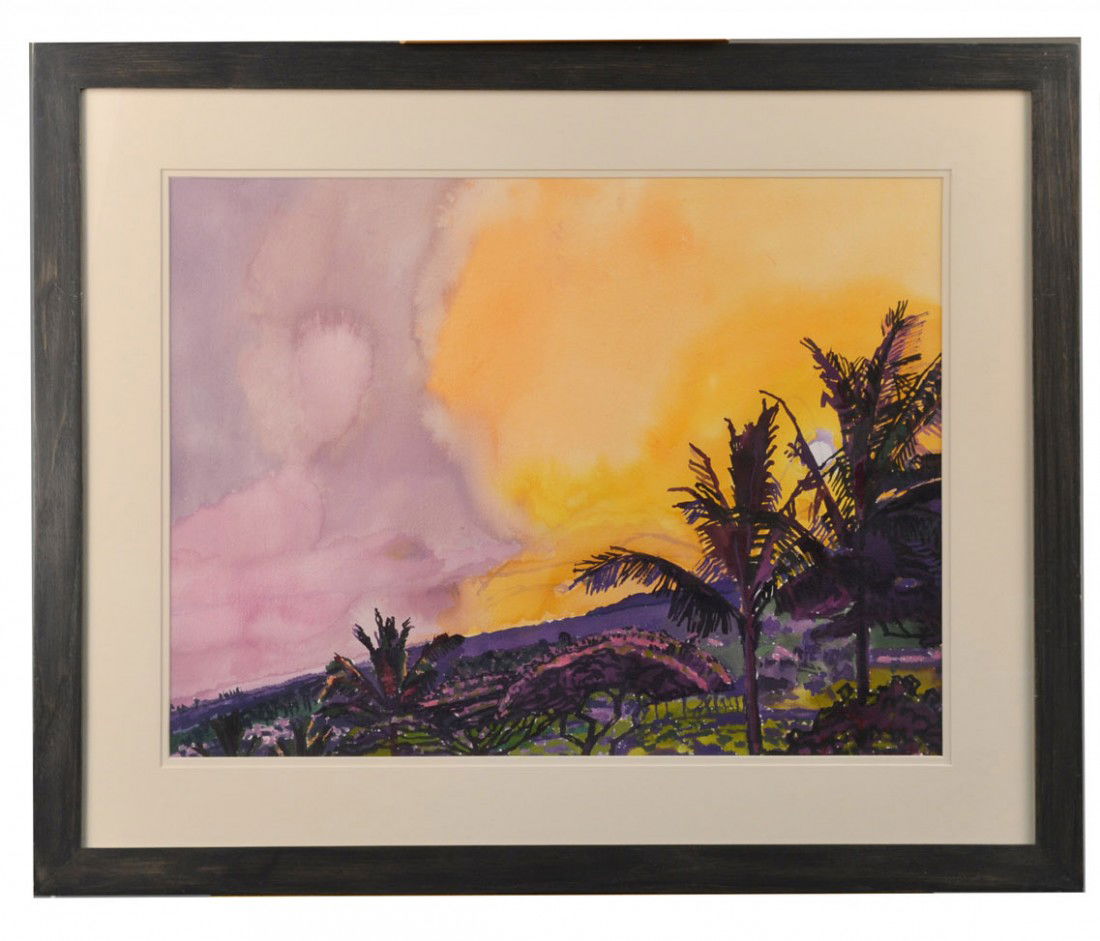 Graham Nickson (Am./Brit. 1946) Dawn, Maui 2: Dawn, Hawaiian Series, Maui 2, watercolor on paper, labeled and dated 1999 on verso, sight size 17 3/4 x 23 1/2 inches. Provenance: Salander-O'Reilly Galleries