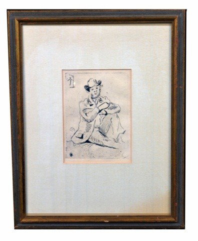 Paul Cézanne (Fr., 1839-1906), Portrait: Paul Cézanne (Fr., 1839-1906). "Portrait of Guillaumin." Etching. Year of work: 1873. Image size: 5 3/4 x 4 1/4 inches.