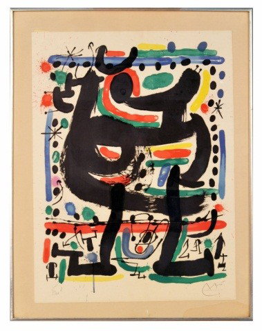 Joan Miró (Sp., 1893-1983) Color Lithograph: Joan Miró (Sp., 1893-1983). "Affiche pour l'ouverture de l'atelier Mourlot à New York." ("Poster for the opening of the studio Mourlot in New York"). Color lithograph. Signed in pencil, l.r. Numbere