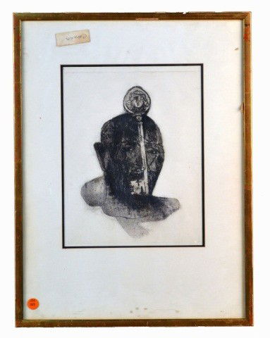 Germaine Richier (Fr, 1904-1959) Barbe Bleue: Barbe Bleue a la Clef. Etching, titled on verso. Sight size 14 1/2 x 11 1/4 inches.
