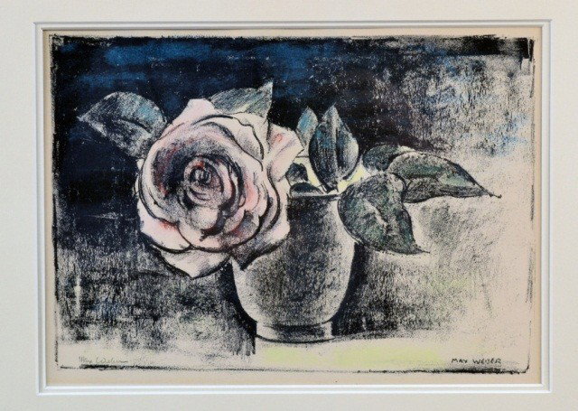 Max Weber (Am, 1881-1961) Floral Still Life: Hand colored lithograph, pencil signed l.l. Max Weber. Sight size 7 1/2 x 10 1/2 inches.
