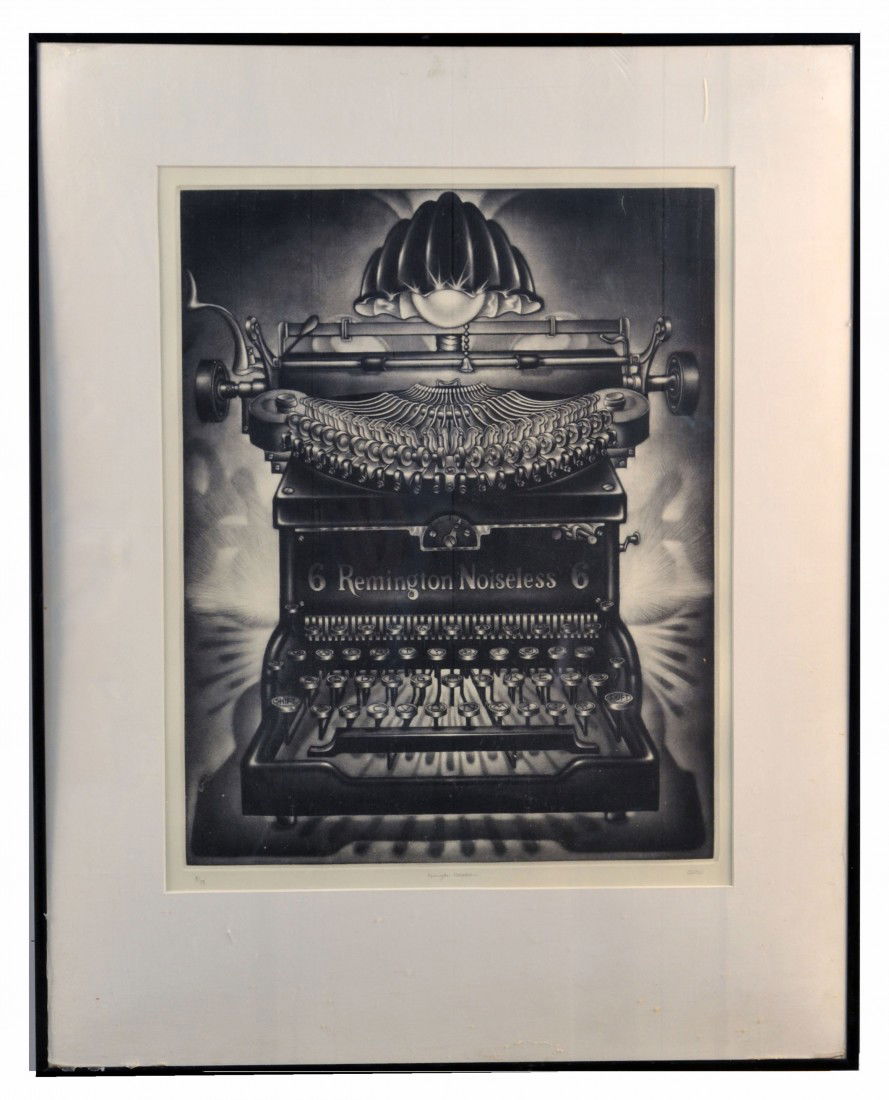 Carol Wax (Am., 1953), Remington Noiseless: Carol Wax (American, 1953). "Remington Noiseless." 1986. Mezzotint. Signed in pencil l.r., titled l.m., and designated 8/75. 20 x 16 inches.