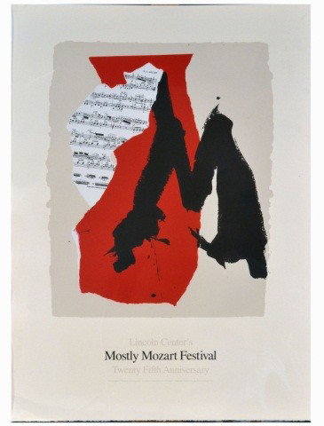 Robert Motherwell (Am., 1915-1991) Lithograph: Lithograph for Lincoln Center Mostly Mozart, 25th Anniversary. 1991. Ed. 1500. 40 x 29 1/2 inches.