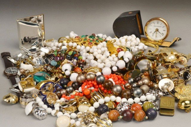 Miscellaneous Group of Costume Jewelry: Including cufflinks, necklaces, earrings, etc., some signed pieces including Ciner, Celine Napier, Lanvin and Vogue.