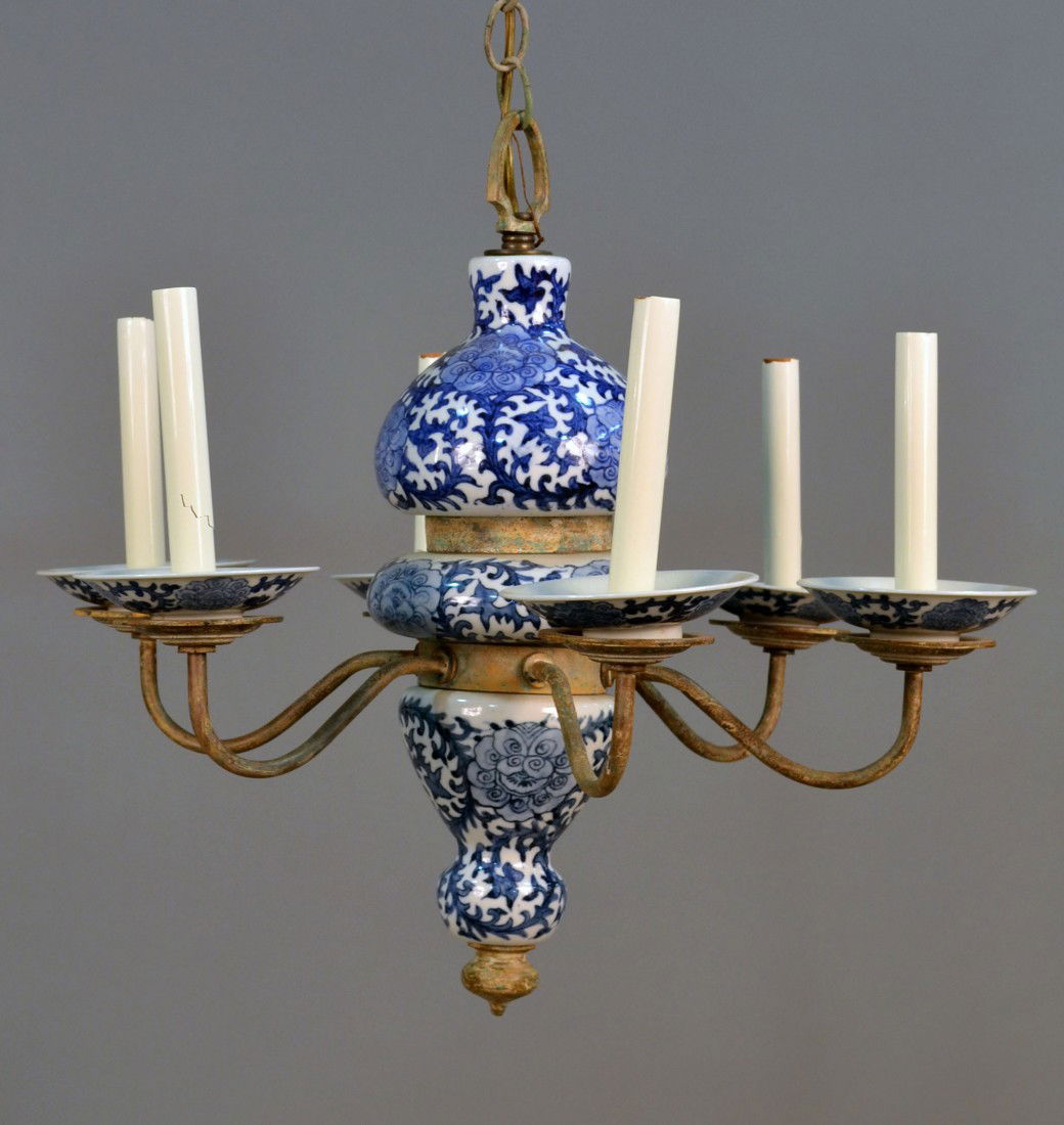 733 Delft Blue And White Porcelain Chandelier