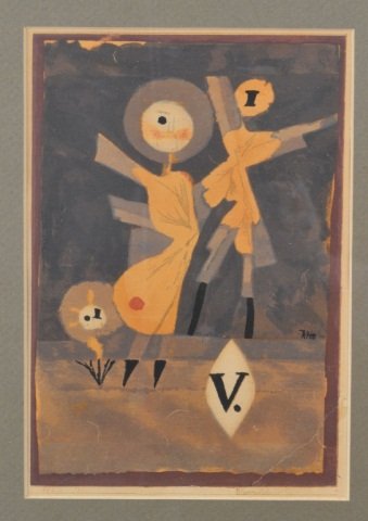 Paul Klee (Swiss, 1879-1940): Blumen Familie V. Color pochoir on paper, 1922. Signed (l.r.), Inscribed with title, dated and numbered 134 (bottom margin). Image size 9 1/8 x 6 1/4 inches. Framed.