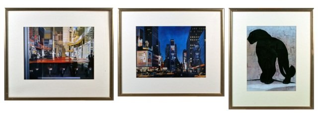 Three Contemporary Prints: Two images of New York City and one image of a panther. Largest, sight size 24 1/2 x 34 3/4 inches. All framed.