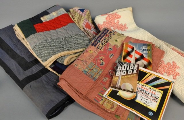 Group of Quilts: Including an Amish quilt, a Connecticut quilt and a New York World's Fair 1939 quilt; etc.; together with World's Fair memorabilia.