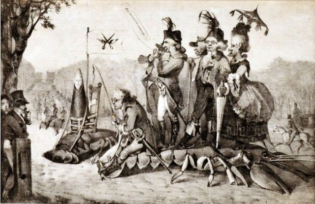 Eugène Delacroix (French, 1798–1863): The Crayfish at Longchamps (Les écrevisses à Longchamps). Lithograph on laid paper. 7 7/8 x 12 1/8 inches. Trimmed to edge. Matted. Another edition featured in the Metropolitan Museum of Art exhibit