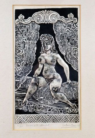 Antonio Berni (Argentine, 1905-1981): Ramona En La Intimidad. Intaglio with embossing, 1965. Signed and dated in pencil (l.r.). Titled and numbered 23/25 in pencil (l.l.). AAA edition. Image size 15 7/8 x 9 inches.