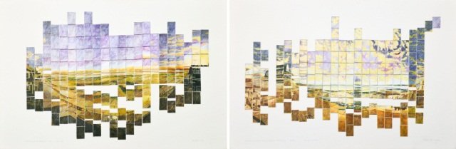 Richard McKown (American, 1947-2004): Two Works, (1) High Clouds, Approaching Storm, Christmas Eve, Provincetown, 1986; (2) Sunset from the East End, Provincetown, 1986. Two mixed media prints on canvas. Both, signed in pencil (l.r.), dat