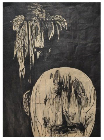 Leonard Baskin (American, 1922-2000): Leonard Baskin. Torment. Woodcut on paper. Signed in pencil (l.r.). Sheet size 47 x 39 3/4 inches. Unframed.