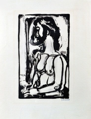 Georges Henri Rouault (French, 1871-1958): Ecce Homo, plate 6, from Passion by Andre Suares (Chapon & Rouault, 236). Aquatint, 1936 on wove paper with watermark. Vollard publisher. Signed in ink and in plate (l.r.). Dated in plate (l.r.). Plat