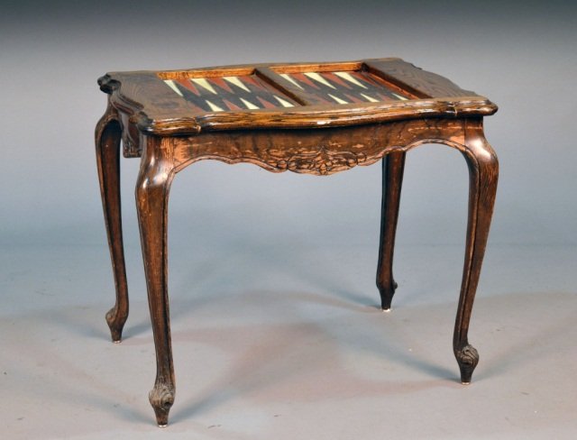Louis XV Style Oak Backgammon Table