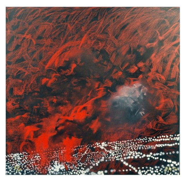 Peter Alexander (American, 1939): Locus. Lithograph on black paper. Signed with initials "P.A." (l.r.), numbered 83/100 (l.l.). 30 x 31 inches.