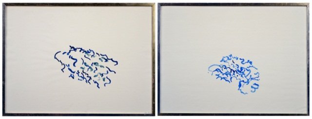 Two works by John Rudge #: (1) Abstract Composition. Watercolor on paper. Signed in pen (l.r.), dated in pen (l.l.). Sight size 18 7/8 x 25 1/2 inches. Framed. (2) Abstract Composition. Watercolor on paper. Signed in pen (l.r.)