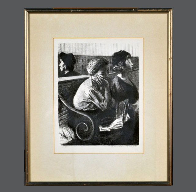 Raphael Soyer (American, 1899-1987) #: Railroad waiting room (Cole 69). Lithograph, 1954. Signed in pencil (l.r.) and designated artist's proof in pencil (l.l.) of edition of 250. Published by Associated American Artists. Image size 12 x 9