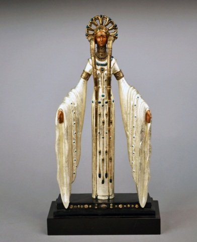 After Romain (Erte) de Tirtoff (Russian,1892-1990): Byzantine. Bronze. Stamped 245/375, Chalke & Vermilion and SevenArts, 1987. Height 21 inches.