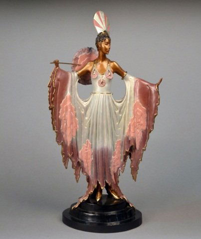 After Romain (Erte) de Tirtoff (Russian,1892-1990): Twilight. Bronze. Stamped 125/375, Fine Art Acquisitions, 1986. Height 21 inches.