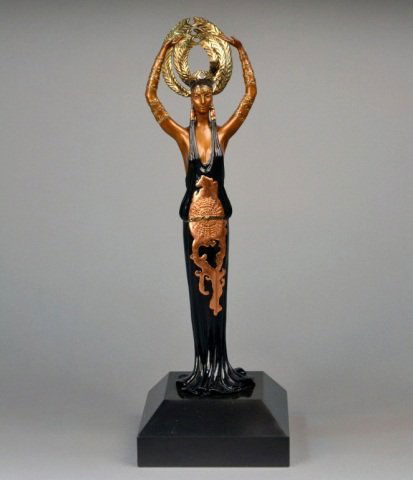 After Romain (Erte) de Tirtoff (Russian,1892-1990): Triumph. Bronze. Stamped 282/375, Chalke & Vermilion and SevenArts. Height 23 inches.