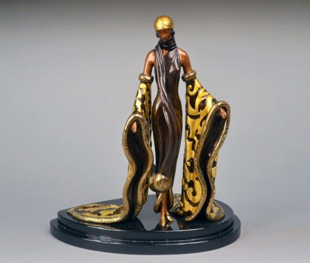 After Romain (Erte) de Tirtoff (Russian,1892-1990): The Mystic. Bronze. Stamped 360/375, Chalke & Vermilion and SevenArts, 1988. Height 16 1/2 inches.